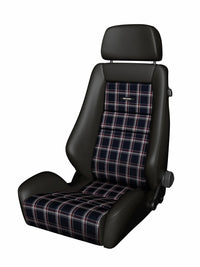 Asiento Recaro Classic LX en cuero negro con tela a cuadros clásica 