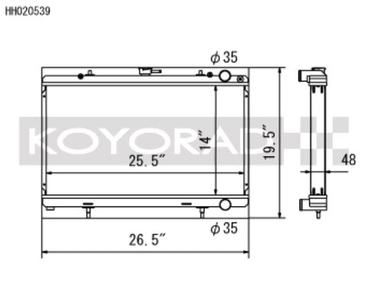 Koyo 89-94 Nissan 240SX S13 2.4L KA24E/DE (MT) Radiador (HH020539)