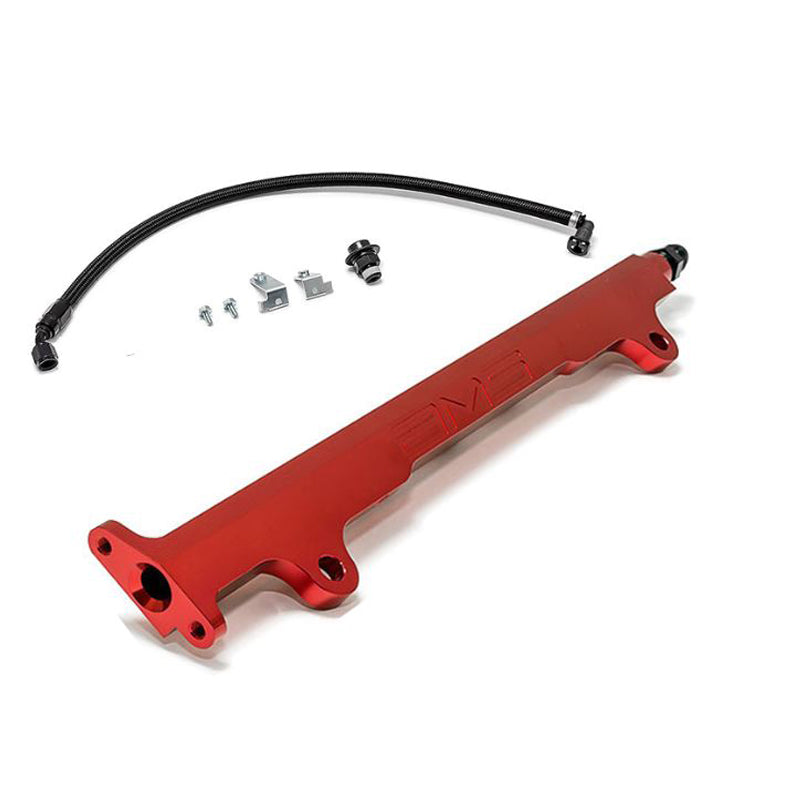 AMS Performance 08-15 Mitsubishi EVO X CNC Machined Aluminum Fuel Rail w/Pulsation Dampener - Red