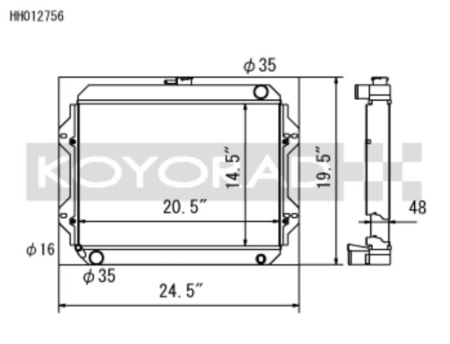 Koyo 76-77 Toyota Celica 2.2L I4 (MT) Radiator (HH012756)