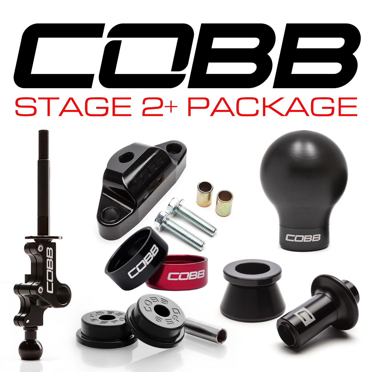 Cobb Subaru STI 6MT Stage 2+ Drivetrain Package w/Weighted Black Knob + Stealth Black Lockout