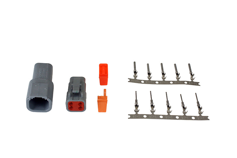 Kit de conector de 4 vías estilo DTM AEM con enchufe / receptáculo / cerraduras de cuña / 5 clavijas hembra / 5 clavijas macho (35-2626)