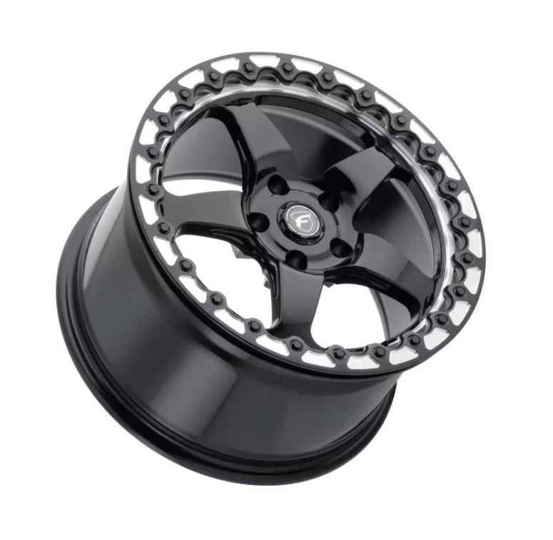 Forgestar F001 17X10 D5 Beadlock 5X114.3 ET50 BS7.5 Gloss Black w/ Machine Lip 78.1 (F00170067P50)