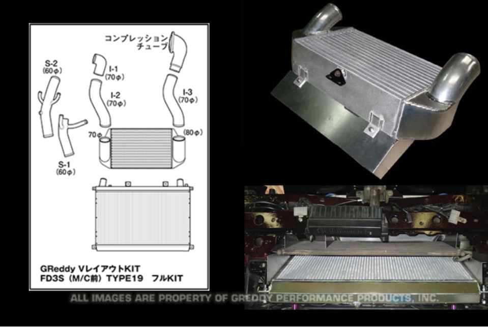 GReddy 93-96 Mazda RX-7 FD3S Ver. 2 Kit de intercooler completo con montaje en V T-19 (12040704)