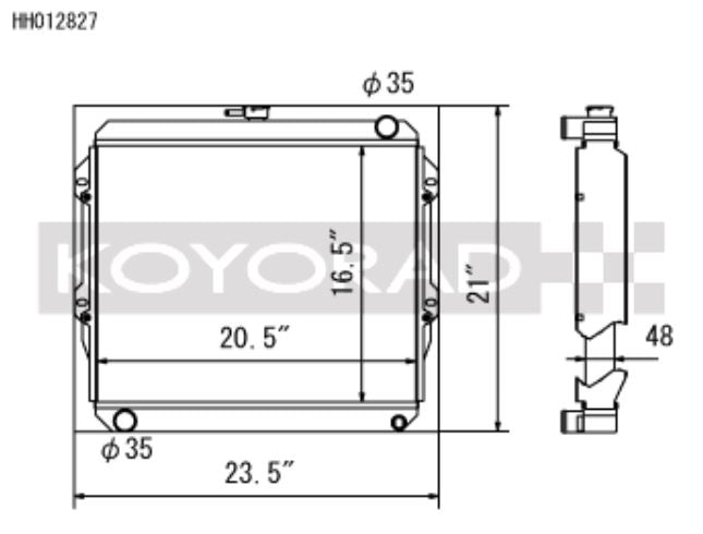 Radiador Koyo Toyota 84-95 Pickup 2WD/4WD/ 4Runner 2.4L I4 (22R/RE) MT *No se ajusta a 22RET* (HH012827)