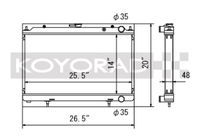 Koyo 95-98 Nissan 240SX S14 2.4L KA24DE (MT) Radiador (HH020645)