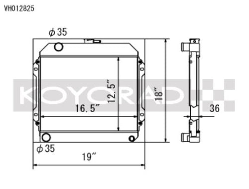 Koyo 71-74 Toyota Corolla 1.6L TE27/TE28/TS21 Radiador manual (VH012825)