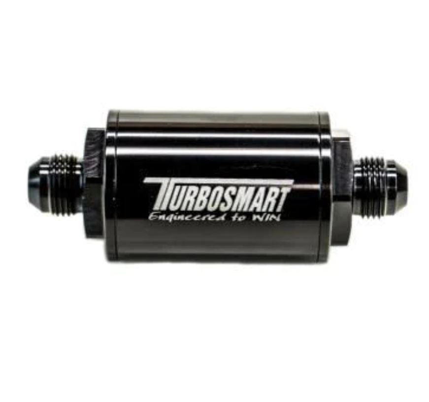 Turbosmart FPR Billet Inline Fuel Filter 1.75in OD 3.825in Length AN-8 Male Inlet - Black (TS-0402-1131)