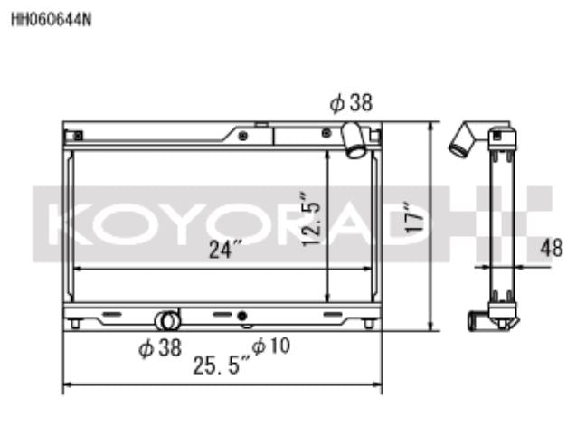 Radiador Koyo 93-95 Mazda RX-7 1.3L Turbo N-FLO (paso doble) (HH060644N)