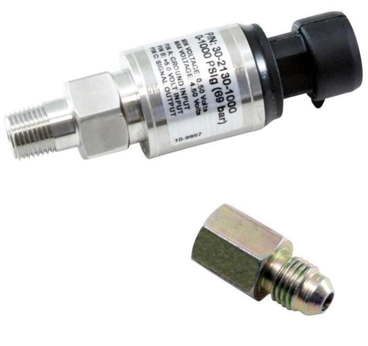 AEM 1000 PSIg Stainless Sensor Kit - 1/8in NPT Male Thread to -4 Adapter (30-2130-1000)