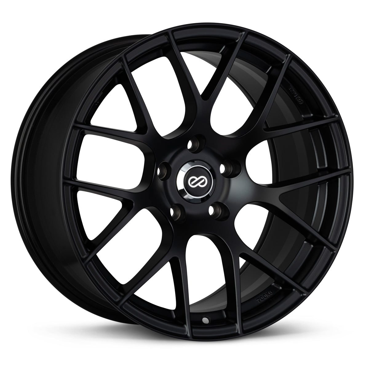 Enkei Raijin 18x9.5 45mm Offset 5x100 Patrón de pernos 72.6 Diámetro del cubo Rueda negra