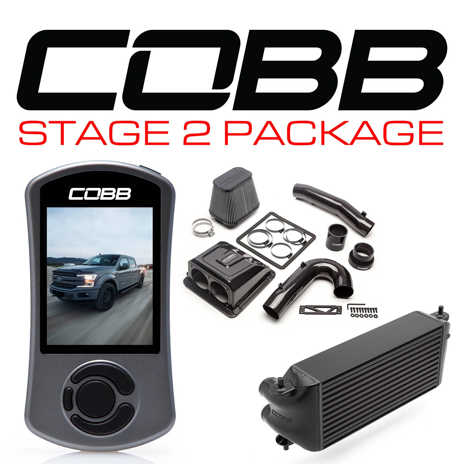 Cobb 17-19 Ford F-150 Ecoboost 3.5L con TCM Redline CF Pwr Pkg - Negro (Factory Loc. I/C) (FOR0060S20BK-TCM-RED)