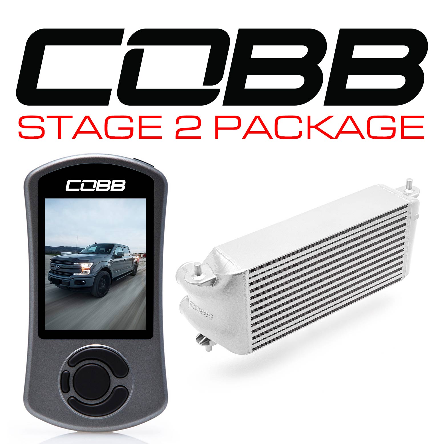 Cobb 17-19 Ford F-150 Ecoboost 3.5L Stage 2 Power Package - Silver (Factory Loc. I/C + NO INTAKE) (FOR0060S20SL-NI)