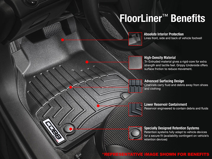 COBB 08-14 Subaru WRX / 08-14 STI / 09-10 2.5GT Front FloorLiner by WeatherTech - Black