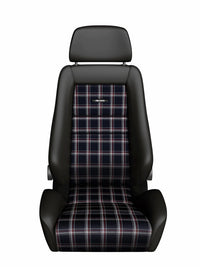 Asiento Recaro Classic LX en cuero negro con tela a cuadros clásica 