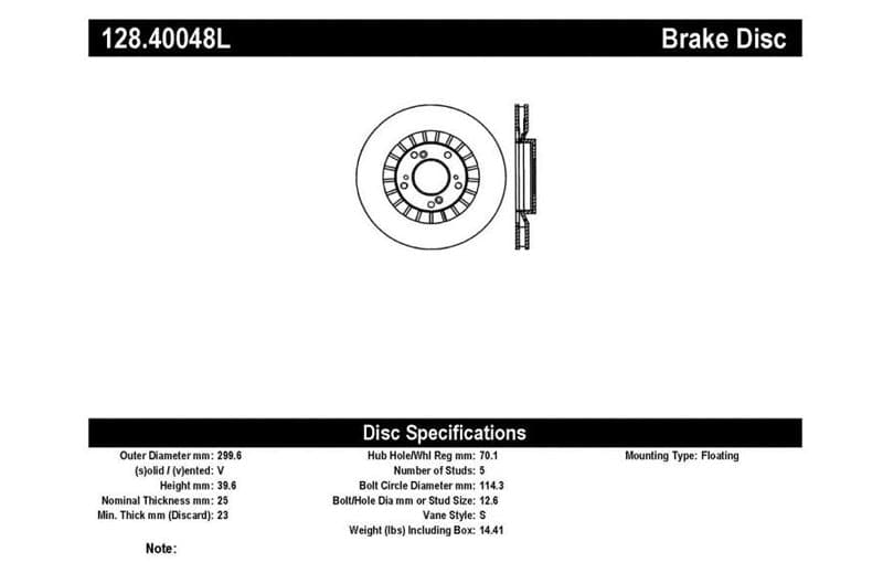 StopTech Front Drilled Left Rotor for 2000 Honda S2000 (sto128.40048L)