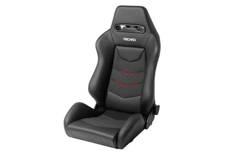 Recaro Speed V Driver Seat | Black Leather/Red Suede Accent (7227110.1.3169)