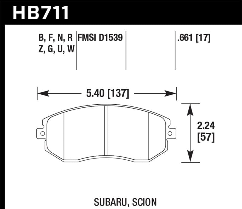 Hawk 13-15 Subaru BRZ/13-15 Legacy 2.5i / 13-16 Scion FR-S DTC-60 Front Race Brake Pads