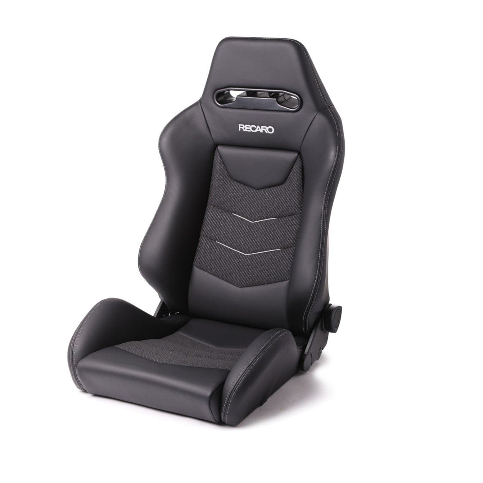 Recaro Speed V Passenger Seat - Black Leather/Cloud Grey Suede Accent (7227110.2.3171)