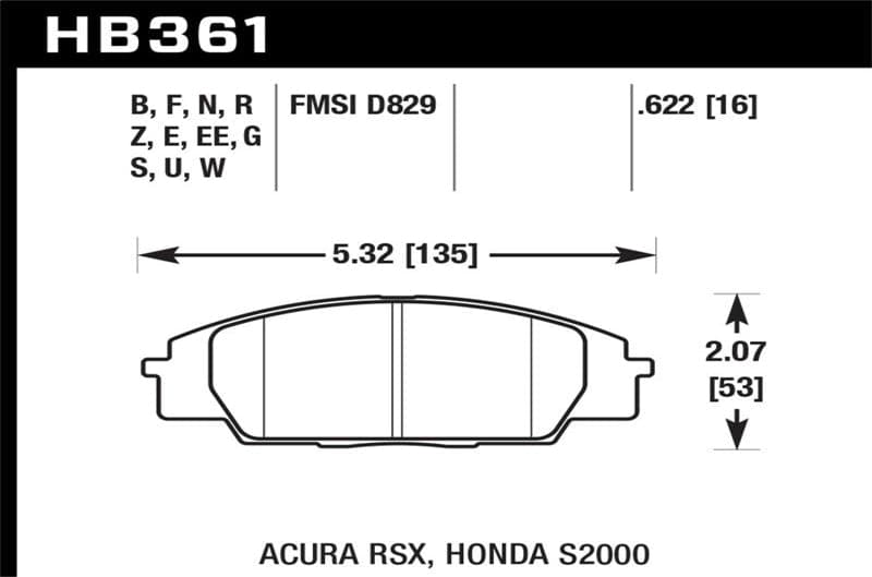 Hawk Performance DTC-60 Juegos de pastillas de freno delantero para Honda S2000 00-09 | 02-06 Acura RSX tipo S | 06-11 Honda Civic Si (HB361G.622)