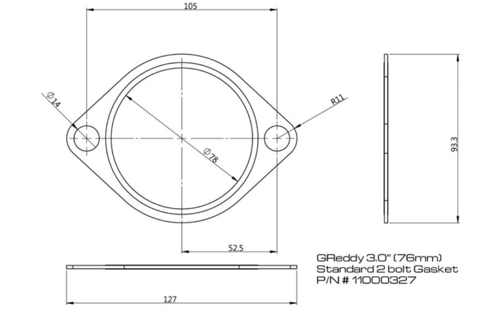 GReddy 3.0in Exhaust System Gasket (Round Bolt Holes)