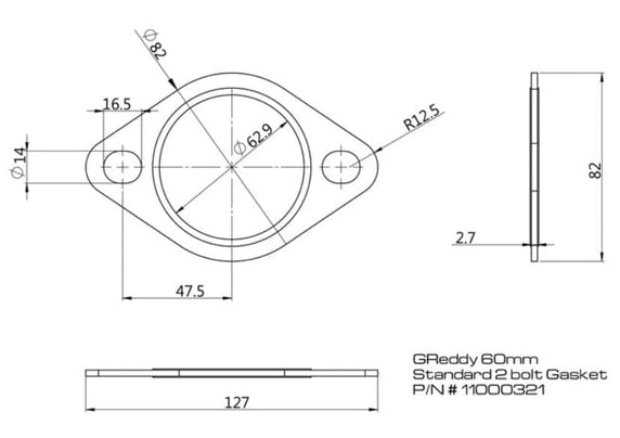 Junta de escape ovalada GReddy de 60 mm (gre11000323) 