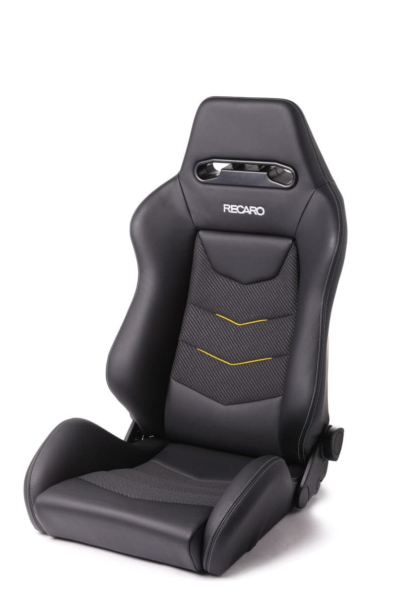 Asiento del pasajero Recaro Speed ​​V - Cuero negro/detalles en gamuza amarilla