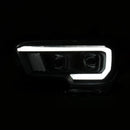 ANZO 2016-2021 Toyota Tacoma Proyector Faros delanteros con estilo de tablón Switchback negro con ámbar