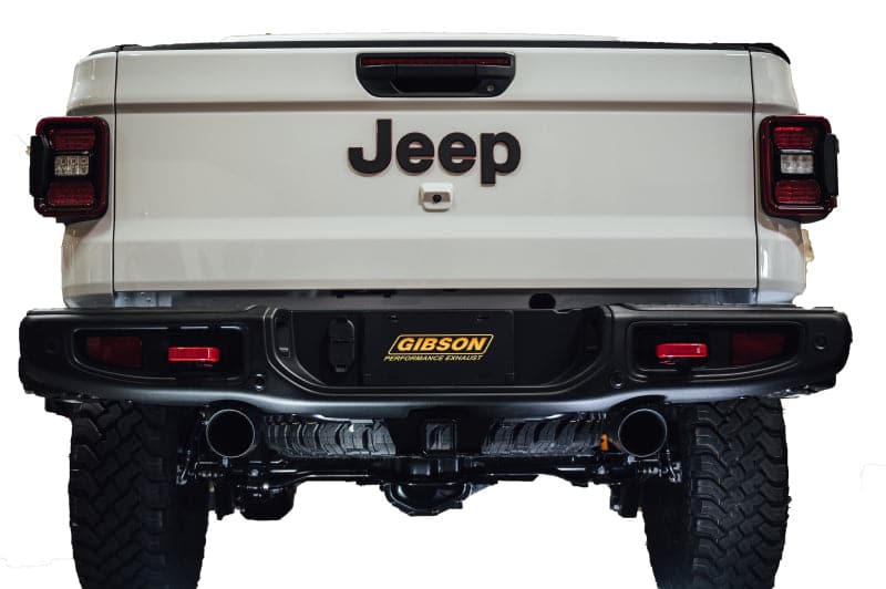 Gibson 2020 Jeep Gladiator JT Rubicon 3.6L 3in/2.5in Escape dividido doble con respaldo de gato - Black Elite