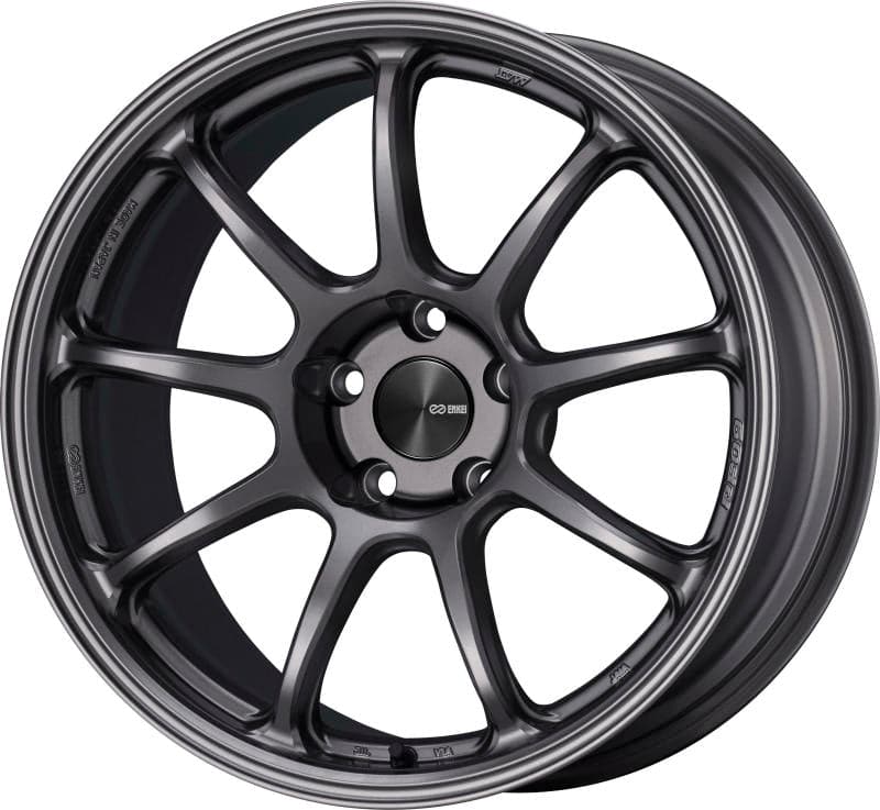 Enkei PF09 18x9.5 5x114.3 Rueda plateada oscura con desplazamiento de 40 mm y diámetro de 75 mm (540-895-6540DS)