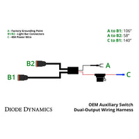 Diode Dynamics - DD4056 - Arnés de cableado de salida doble con interruptor auxiliar OEM