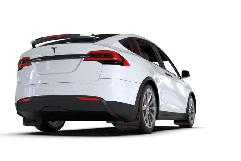 Rally Armor 2022+ Tesla Model X Guardabarros UR negro con logotipo rojo (MF102-UR-BLK/RD)