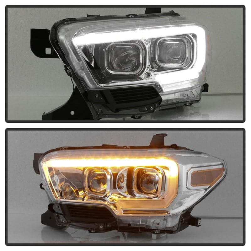 xTune Toyota Tacoma 16-18 DRL Light Bar Projector Headlights - Chrome PRO-JH-TTA16-LBDRL-C