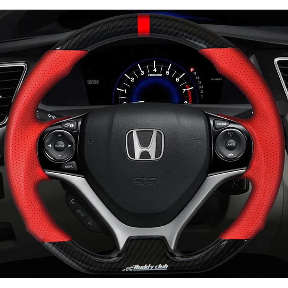 Buddy Club 2012-2015 Civic Time Attack Sport Steering Wheel w Carbon Accent