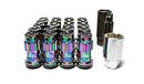 Project Kics R40 iConix NeoChrome Lug Nuts w/ Locks - 12X1.25 - Black Plastic Caps