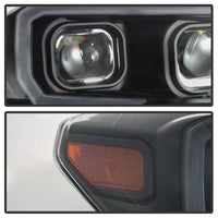 xTune Toyota Tacoma 16-18 DRL Light Bar Projector Headlights - Black PRO-JH-TTA16-LBDRL-BK