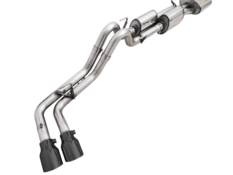 AWE 16-22 Tacoma Dual Diamond Black Tips Catback Exhaust w/ BashGuard