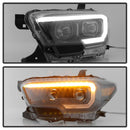 xTune Toyota Tacoma 16-18 DRL Faros delanteros con barra de luz - Negro PRO-JH-TTA16-LBDRL-BK