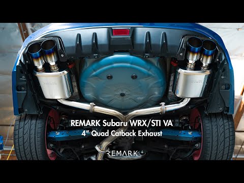 Observación 2015+ Subaru WRX/STi Escape cuádruple con respaldo de gato de 4 pulgadas con resonancia inoxidable de titanio (remRK-C4076S-01TC)