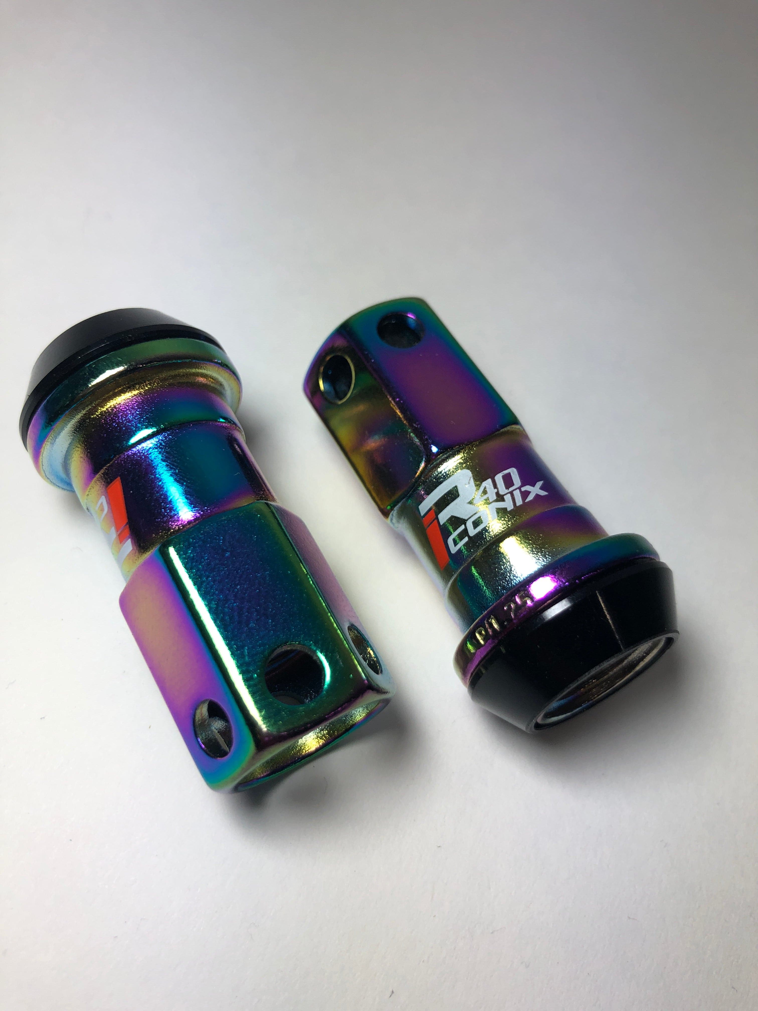 Project Kics R40 iConix Neo Chrome 12x1.50 Lugs w. Locks (No Cap/ Black Seat)