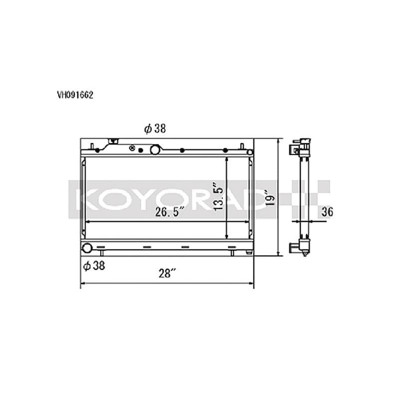 Radiador de aluminio Koyo Hyper V-Series - 08-14 Impreza WRX / STI y 15+ WRX / STI