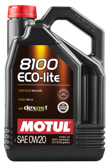 Aceite de motor sintético Motul 5L 8100 0W20 ECO-LITE (Caja de 4)